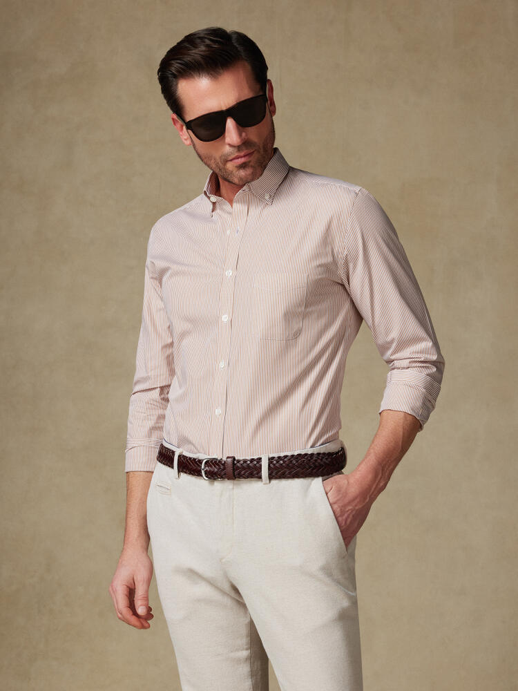 Chemise Menthon à rayures havane - Col boutonné Chemises Col Boutonné Iconiques