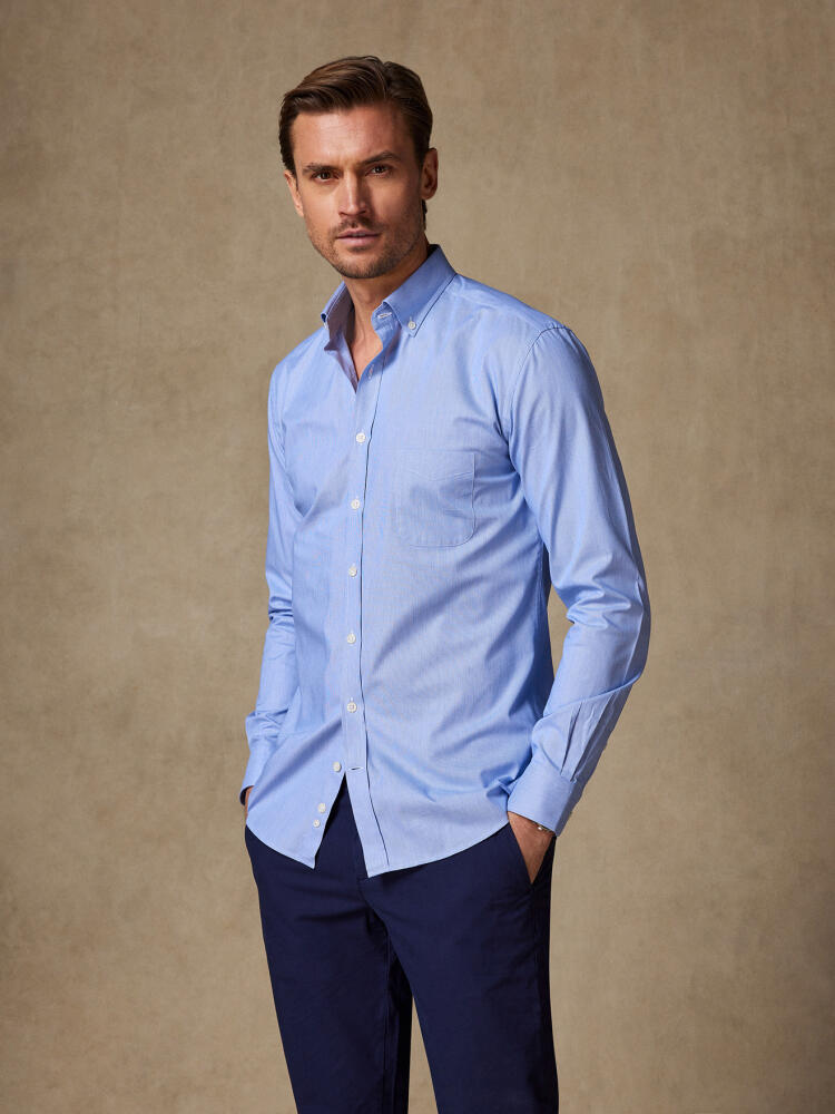 Chemise en mille raies bleue - Col Boutonné Chemises Homme