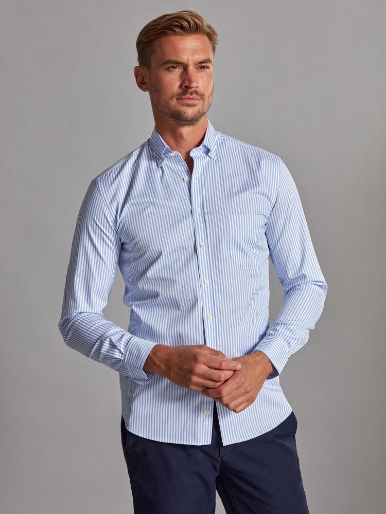 Chemise Nick à rayures ciel - Col Boutonné Chemises Homme