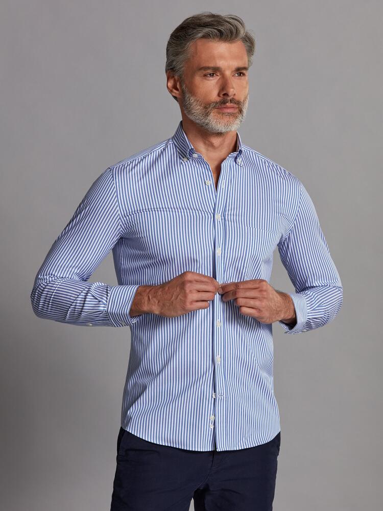 Chemise Nick à rayures bleues - Col Boutonné Chemises Homme