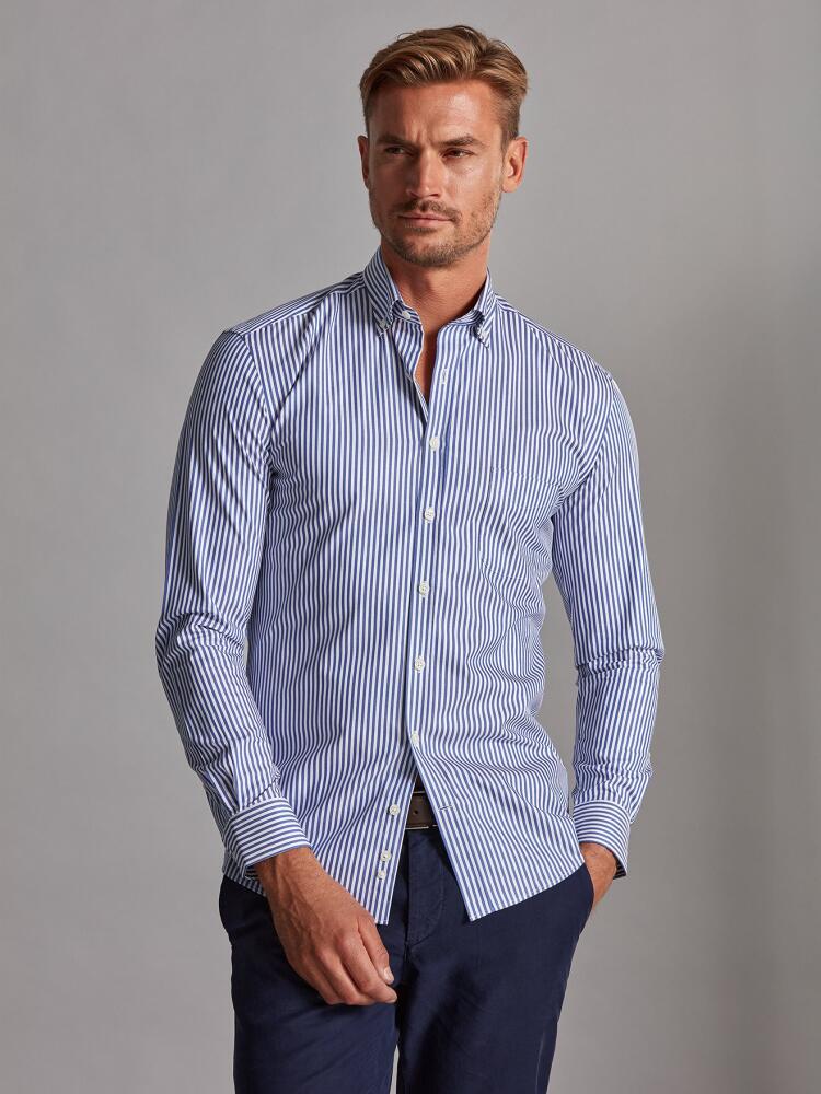 Chemise Nick à rayures marine - Col Boutonné Chemises Homme