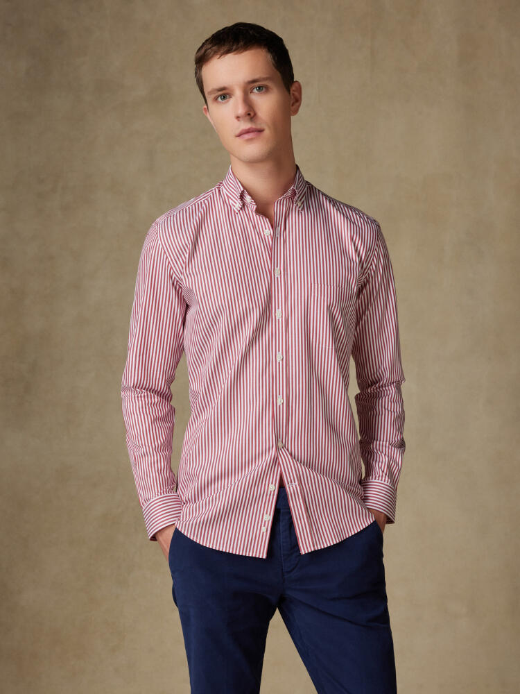 Chemise Nick à rayures rouges - Col Boutonné Chemises Homme