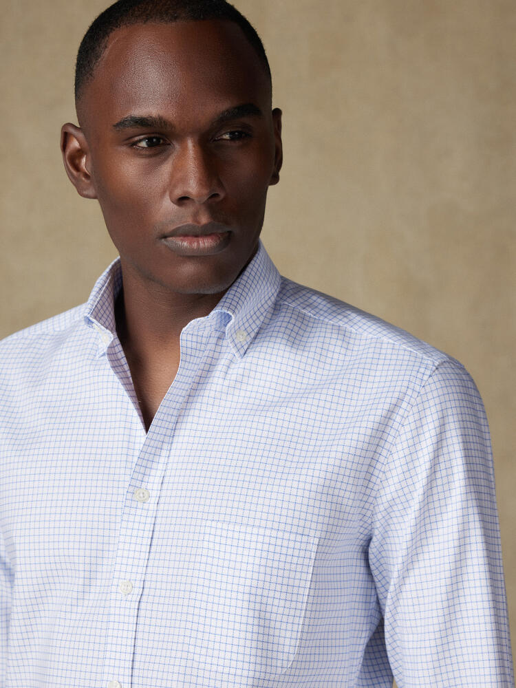 Chemise Oleg à carreaux bleus - Col Boutonné Chemises Homme