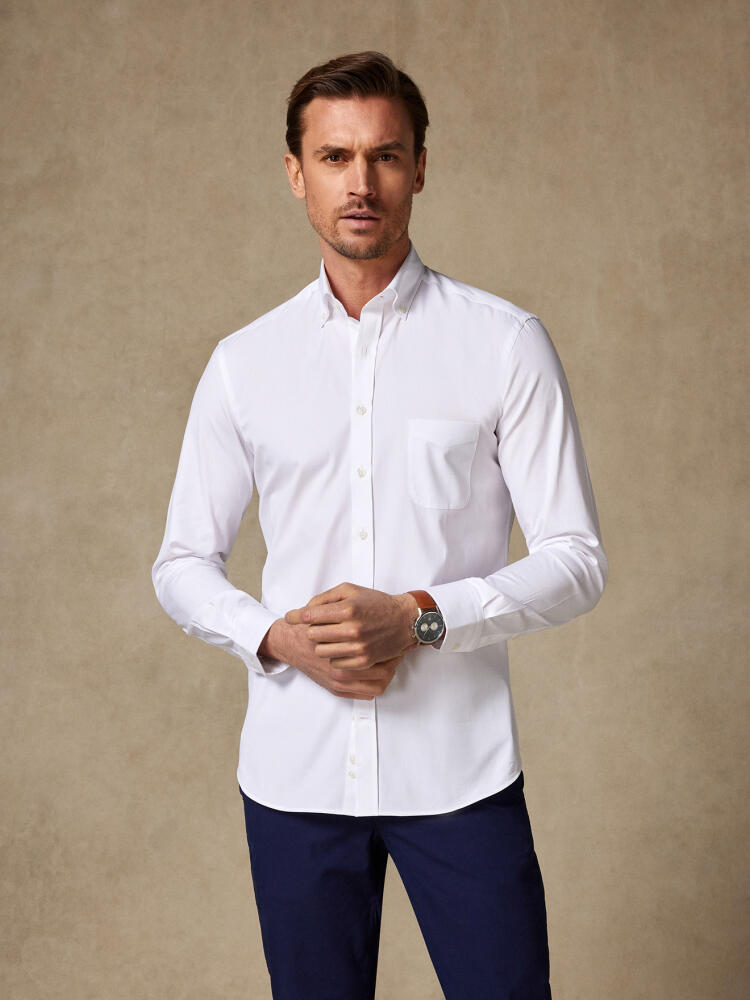 Chemise en pin point blanc - Col Boutonné Chemises Homme