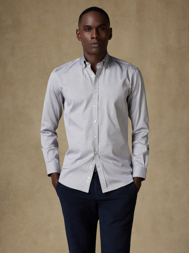 Chemise en pin point gris  - Col Boutonné Chemises Homme