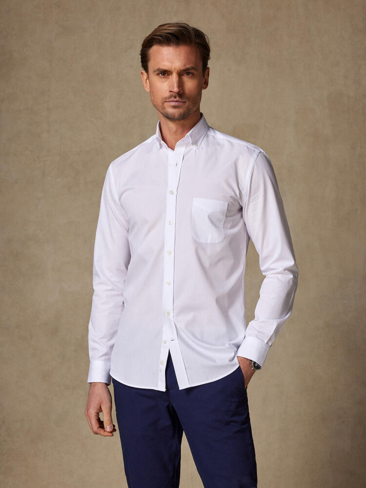Chemise en popeline blanche - Col Boutonné Chemises Homme