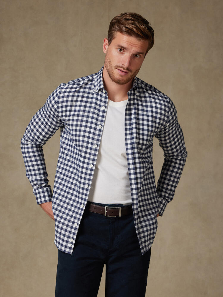 Chemise Rob en flanelle à carreaux marine - Col Boutonné Chemises Casual Classique