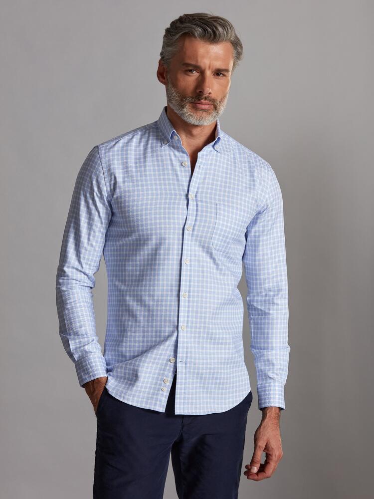 Chemise Rod à carreaux ciel - Col Boutonné Chemises Homme