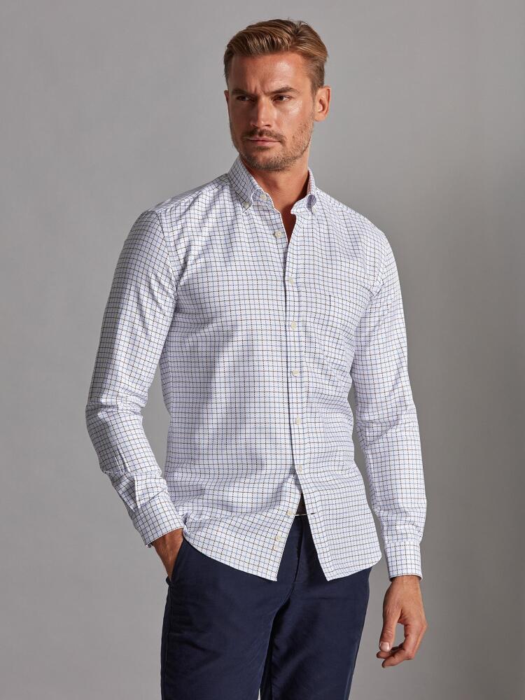 Chemise Sean à carreaux marron et bleus - Col Boutonné Chemises Homme