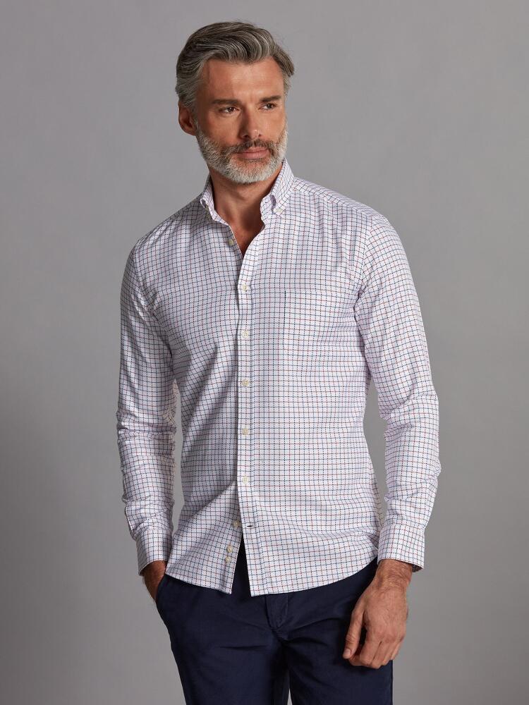 Chemise Sean à carreaux marine et rouges - Col Boutonné Chemises Homme