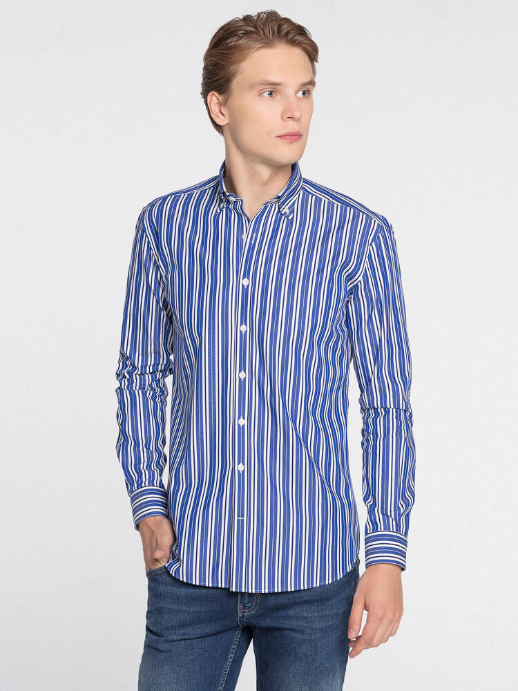 Chemise cintrée Aida marine - Col Boutonné Chemises Homme
