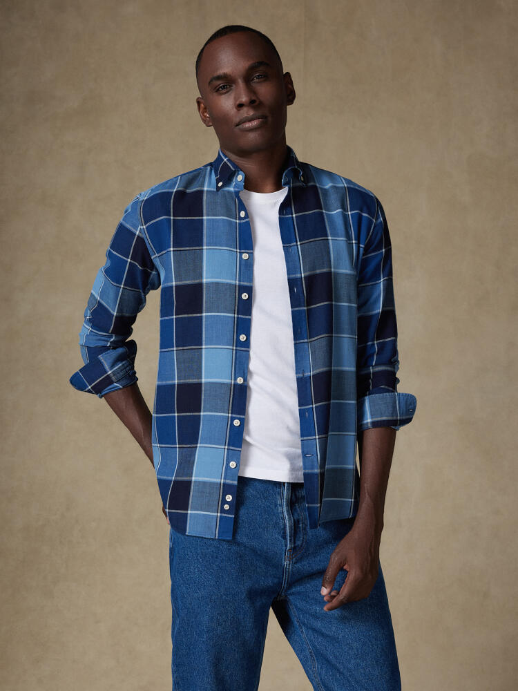 Chemise cintrée Anto à motif tartan indigo - Col Boutonné Chemises Casual Slim