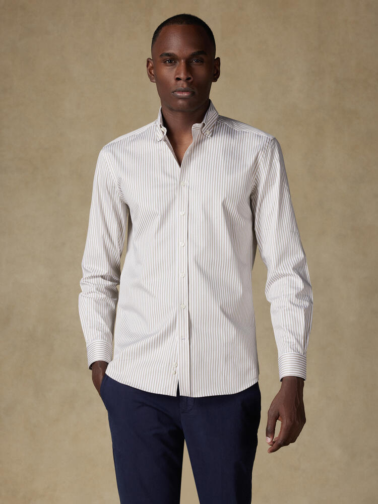 Chemise cintrée Barry à rayures sable- Col Boutonné Chemises Homme