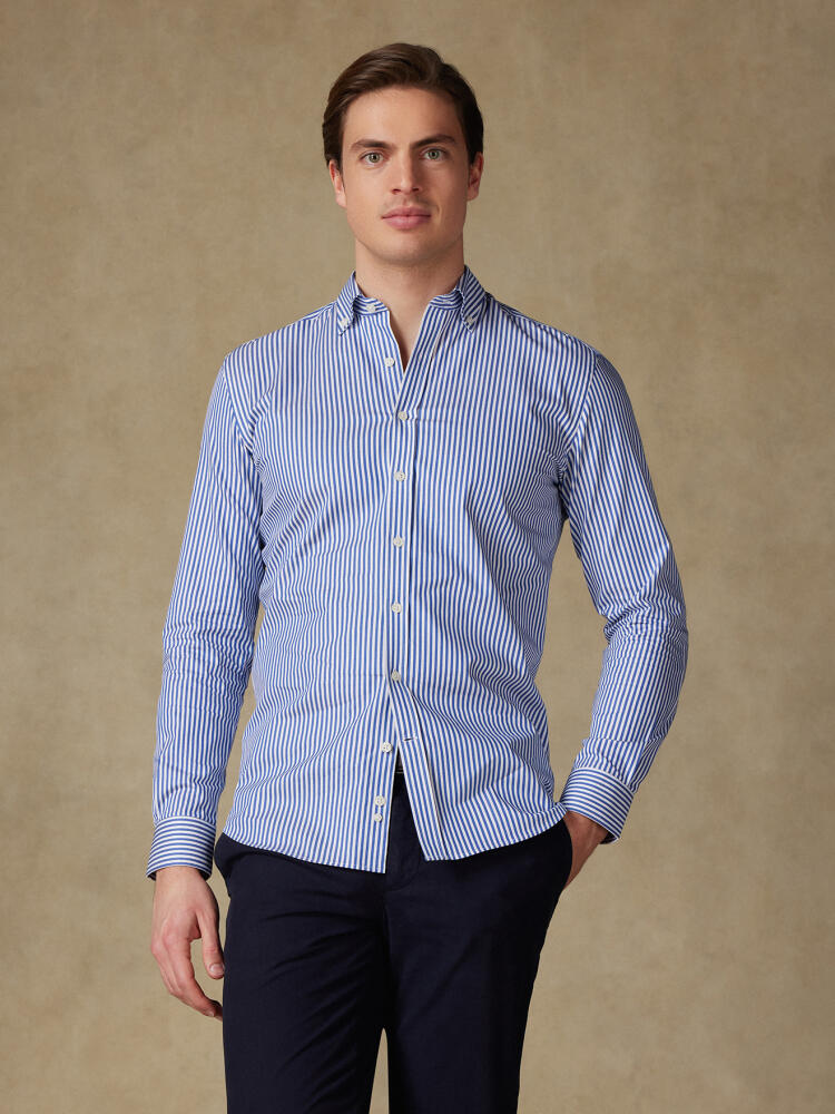 Chemise cintrée Barry à rayures marine- Col Boutonné Chemises Homme
