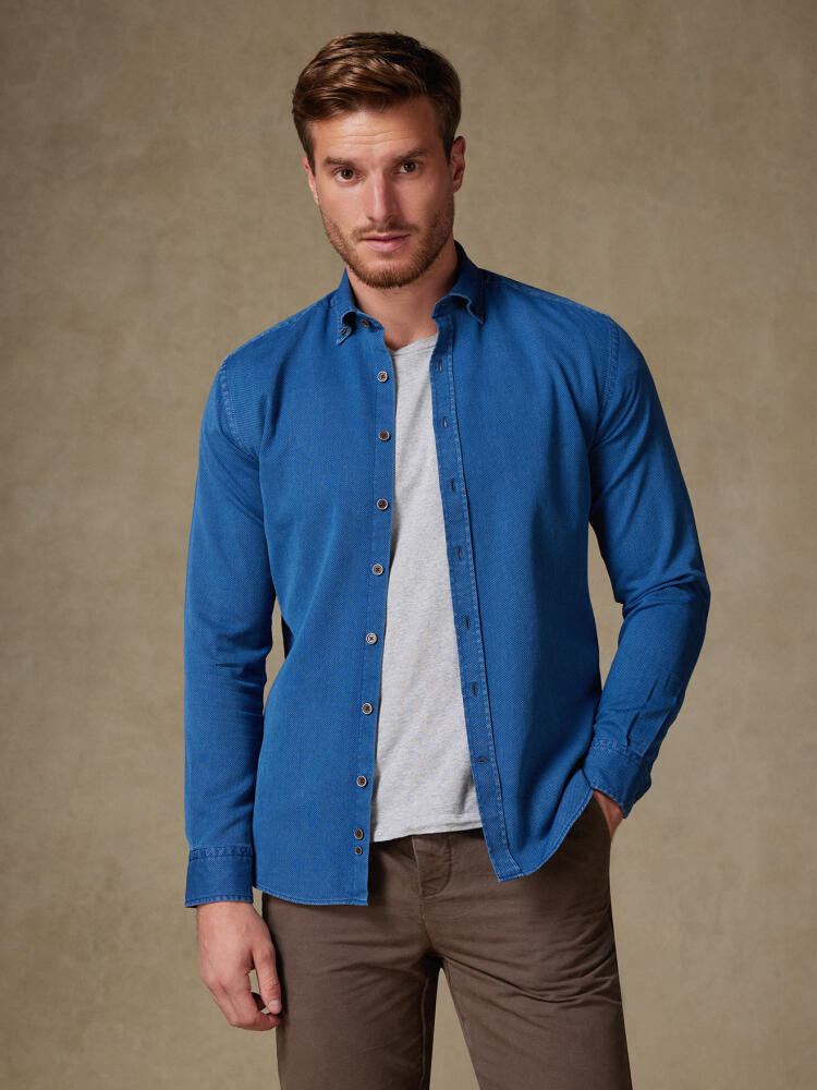 Chemise cintrée Basil indigo - Col Boutonné Chemises Casual Slim