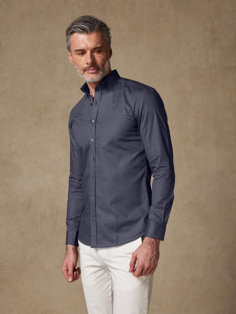 Chemise cintrée Bob en micro-oxford anthracite - Col Boutonné Outlet