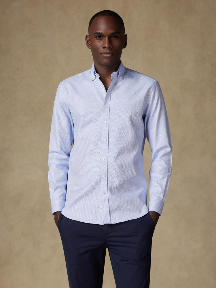 Chemise cintrée Caleb en twill bleu - Col Boutonné Chemises Homme