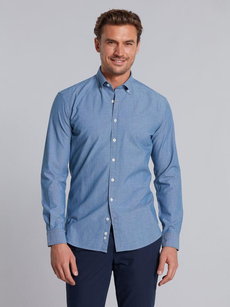 Chemise cintrée en chambray  - Col Boutonné Chemises Homme