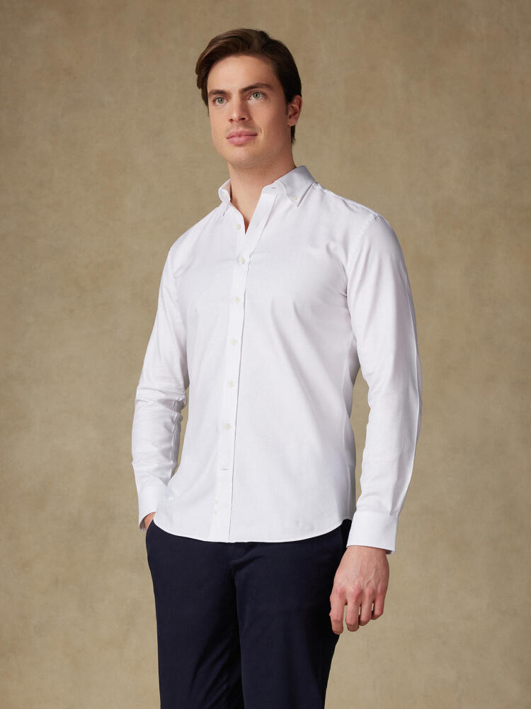 Chemise cintrée en chevron blanc - Col boutonné Chemises Homme