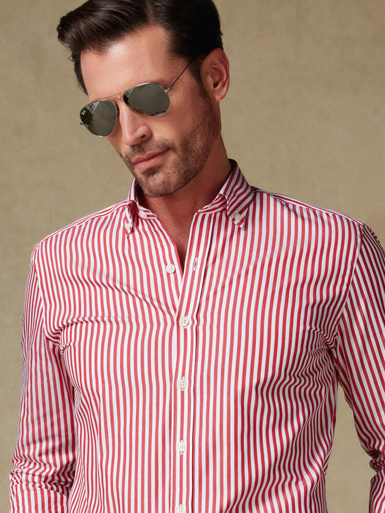 Chemise cintrée Chris à rayures rouges - Col Boutonné Chemises Col Boutonné Colorées