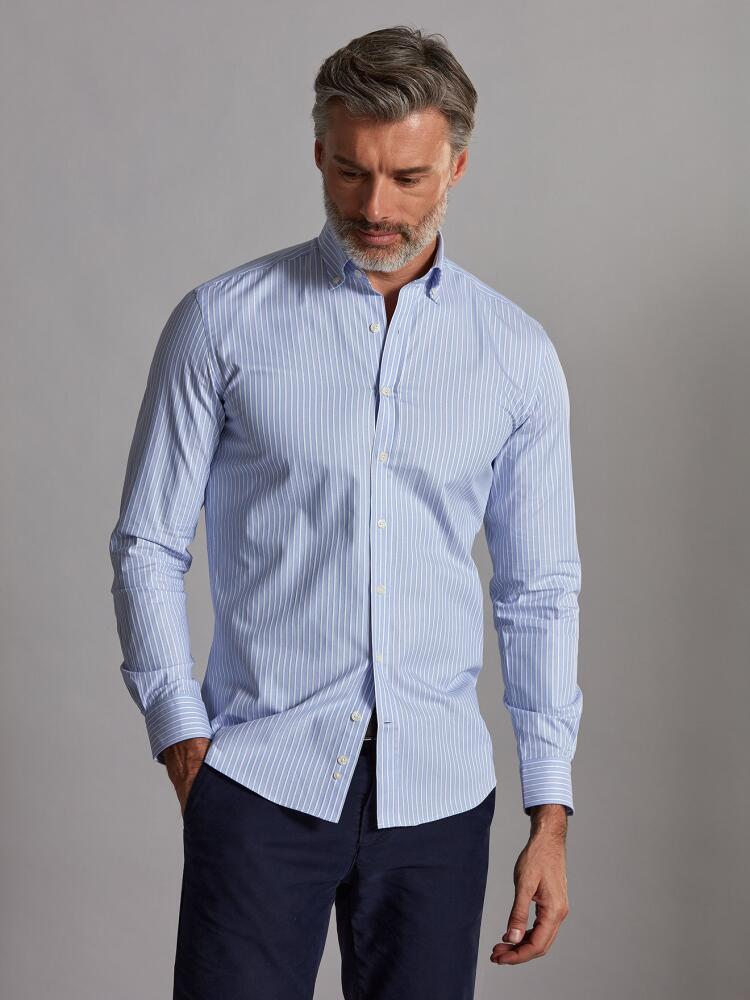 Chemise cintrée Colin à rayures ciel - Col Boutonné Chemises Homme