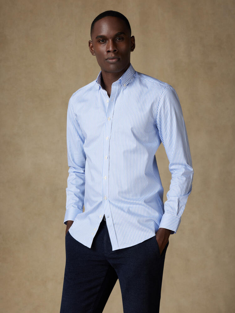 Chemise cintrée Colin à rayures ciel  - Col Boutonné Chemises Homme