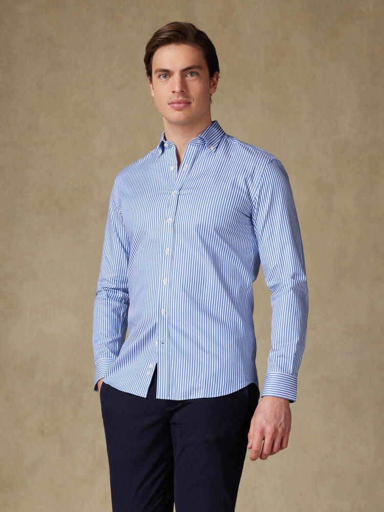 Chemise cintrée Colin à rayures bleues- Col Boutonné Chemises Homme