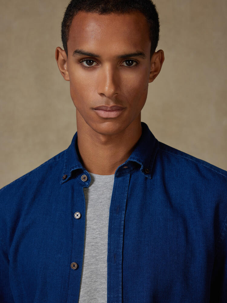 Chemise cintrée Cross indigo - Col boutonné Chemises Casual Slim