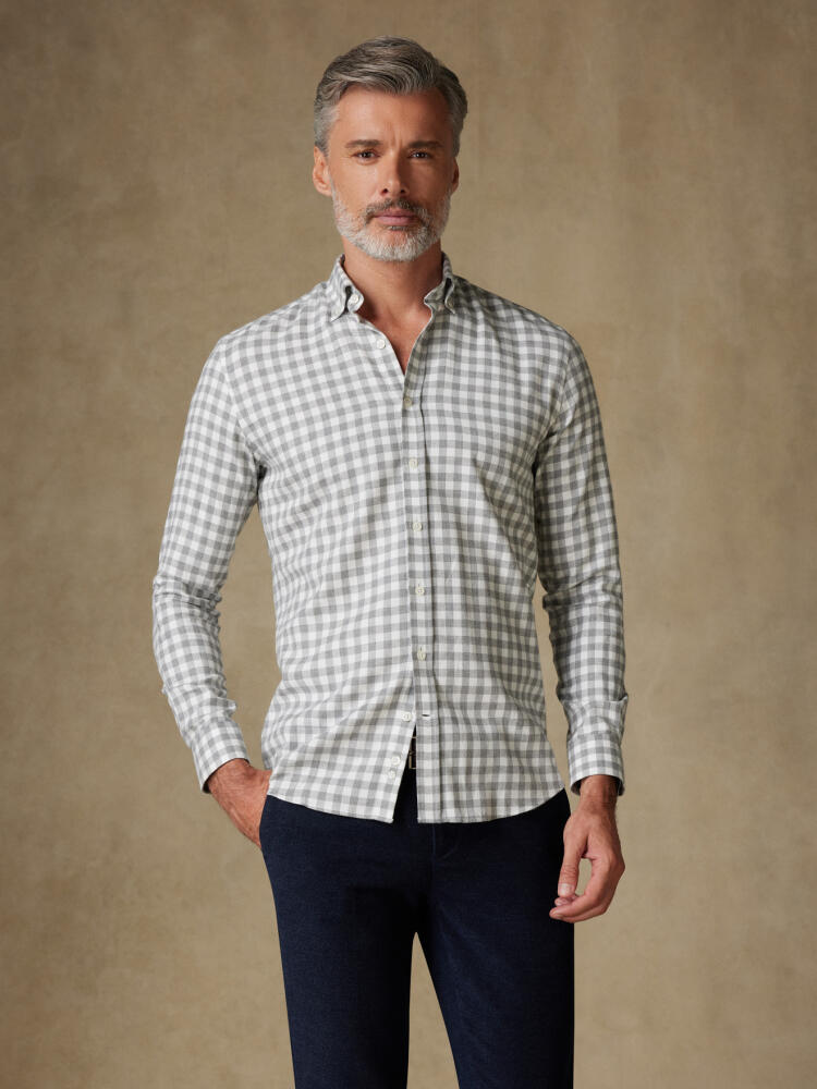 Chemise cintrée Danny en flanelle à carreaux gris - Col Boutonné Chemises Homme