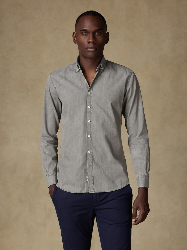 Chemise cintrée Darcy en denim grège - Col Boutonné Chemises Homme