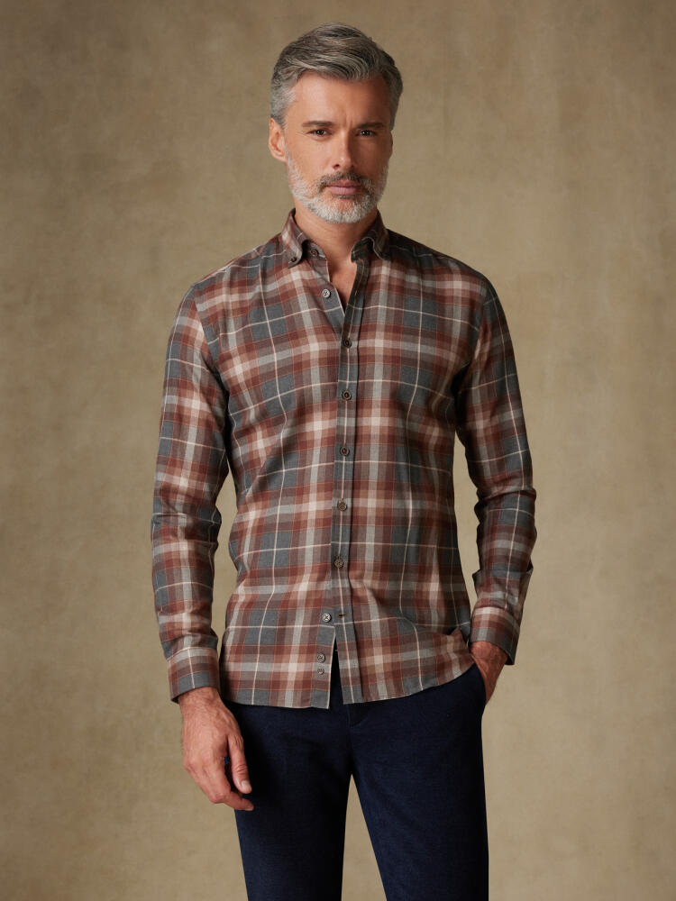 Chemise cintrée Don à motif tartan gris - Col Boutonné Chemises Homme