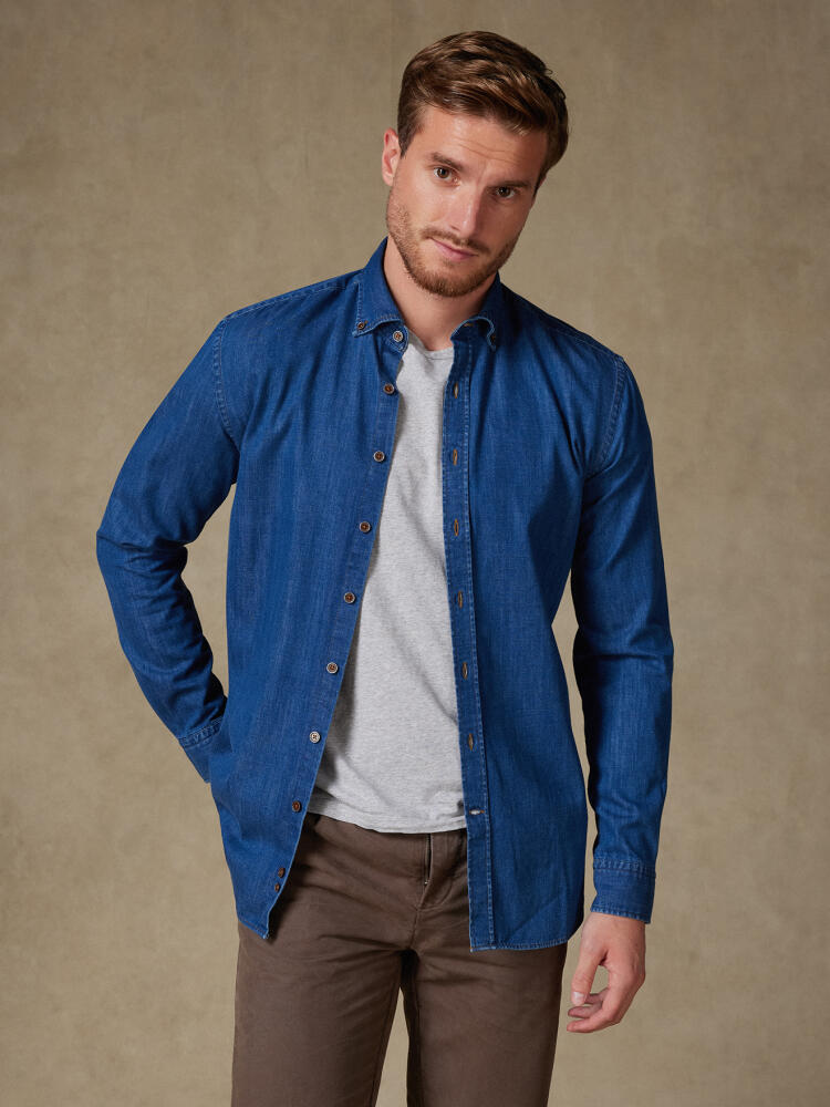 Chemise cintrée Gael en denim - Col Boutonné Chemises Casual Slim