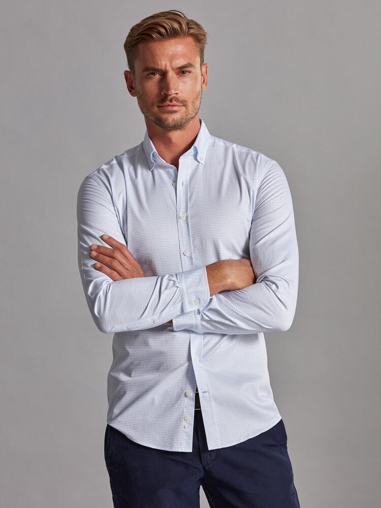 Chemise cintrée Gill à carreaux ciel - Col Boutonné Chemises Homme