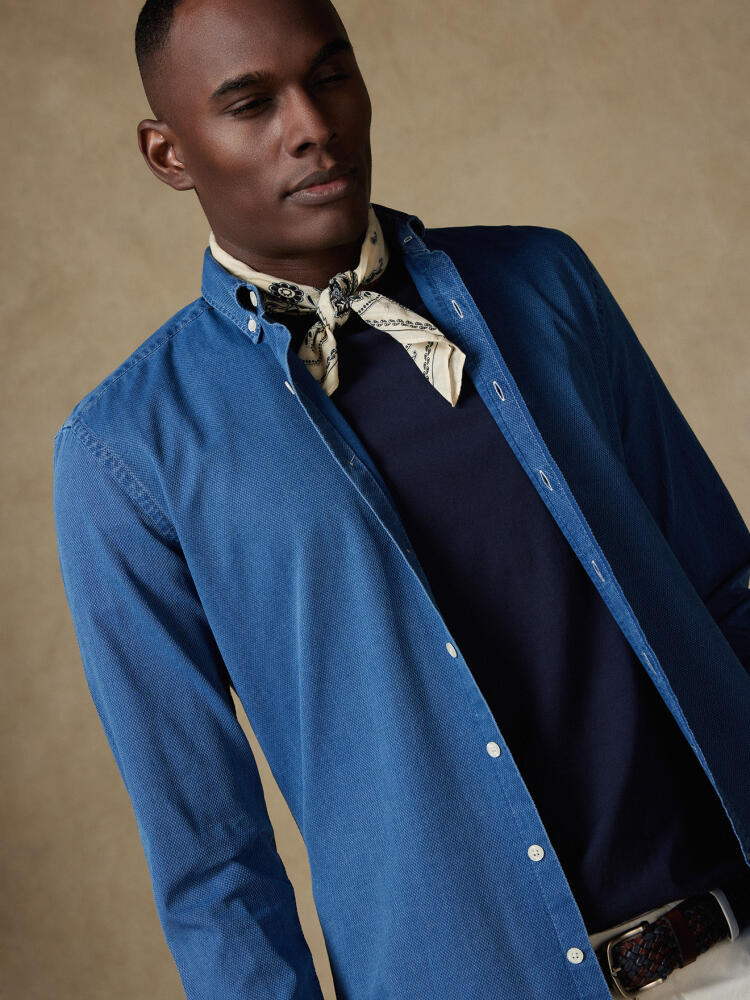 Chemise cintrée Grab indigo  - Col Boutonné Chemises Casual Slim