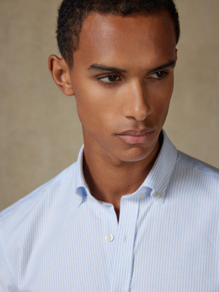 Chemise cintrée Grab en oxford brushed ciel - Col boutonné Chemises Business Slim