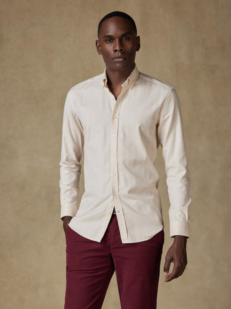 Chemise cintrée Hall en flanelle sable - Col Boutonné Chemises Homme
