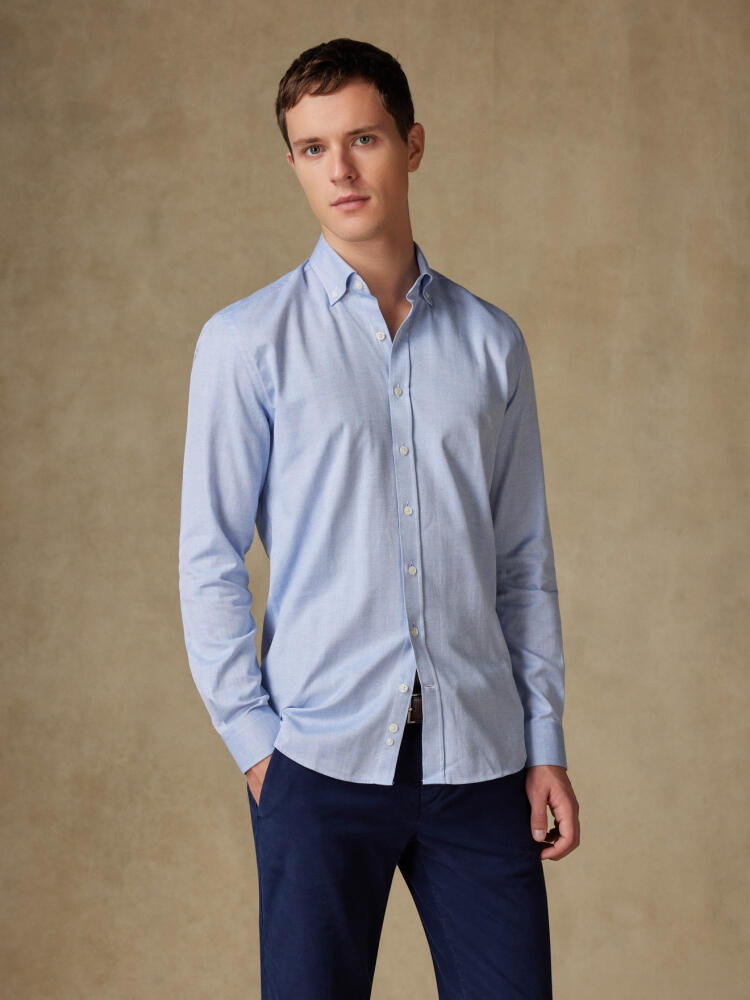 Chemise cintrée Hall en flanelle ciel - Col Boutonné Chemises Homme