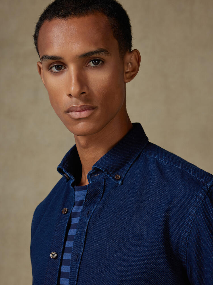 Chemise cintrée Hawke indigo - Col boutonné Chemises Casual Slim