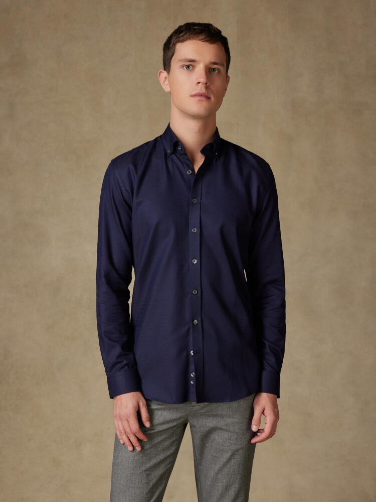 Chemise cintrée Horace texturée marine - Col Boutonné Chemises Homme