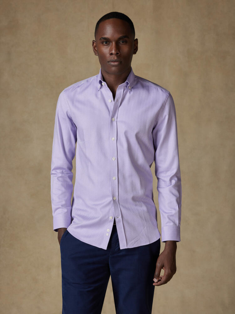 Chemise cintrée en Chevron parme - Col Boutonné Chemises Homme