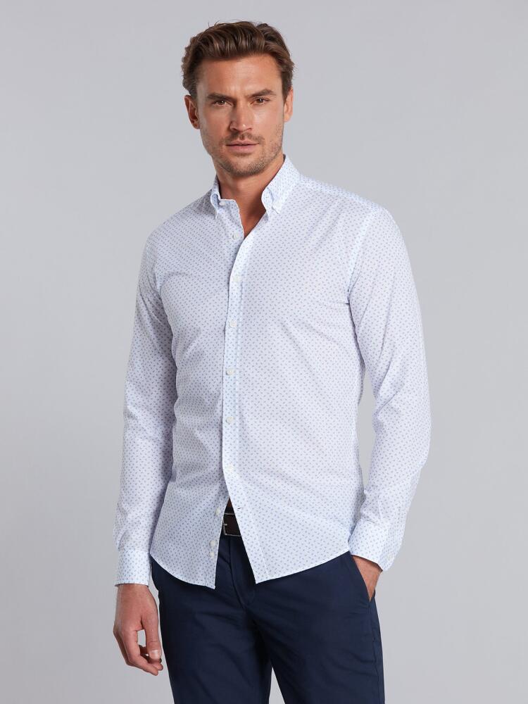 Chemise cintrée Kyle à imprimé floral ciel - Col Boutonné Chemises Homme