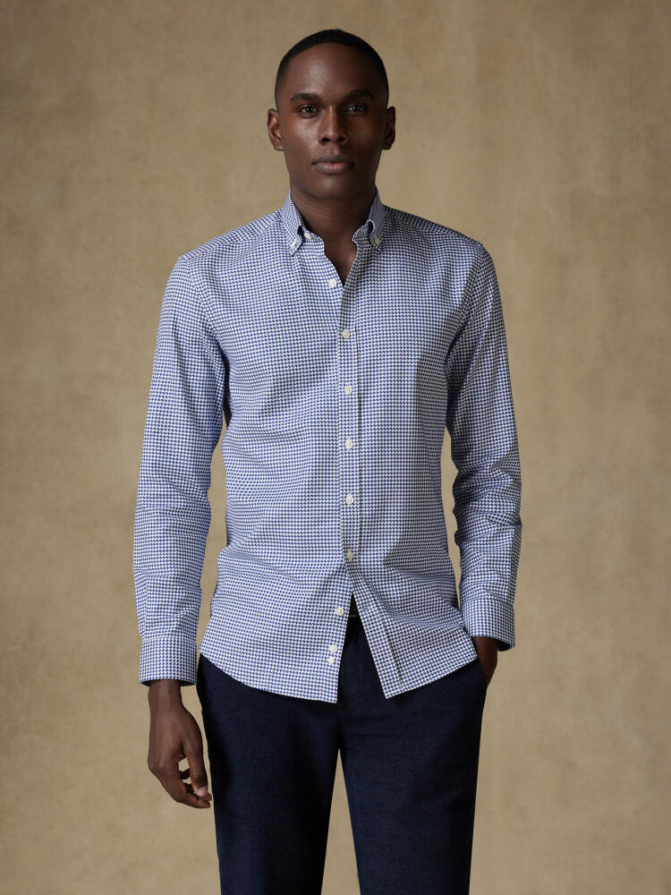 Chemise cintrée Leelan texturée marine  - Col Boutonné Chemises Homme