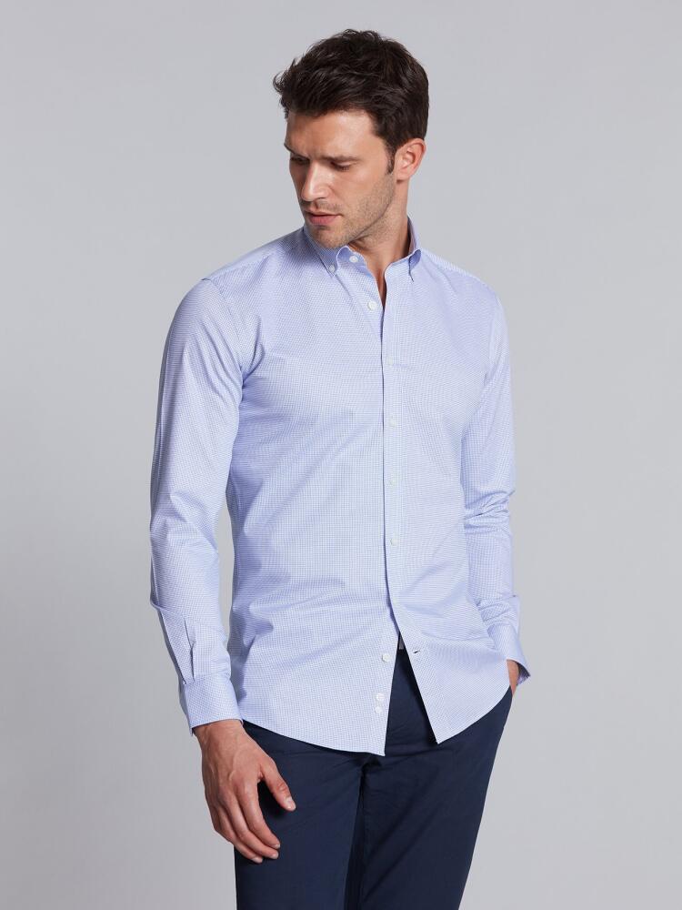Chemise cintrée Lenny à carreaux bleue - Col Boutonné Chemises Homme