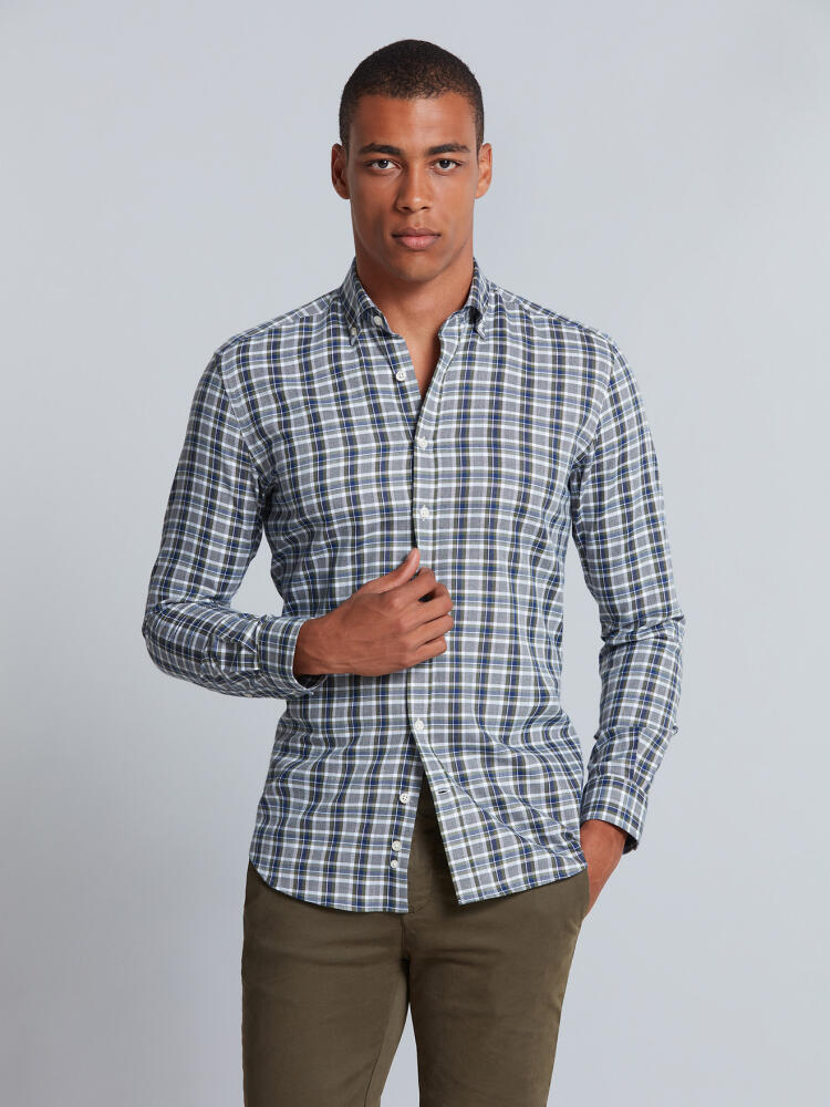 Chemise cintrée Leon à carreaux verts - Col Boutonné Chemises Homme