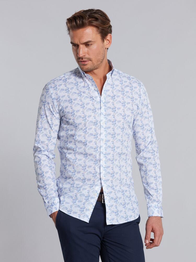 Chemise cintrée Mattis à imprimé tropical  - Col Boutonné Chemises Homme