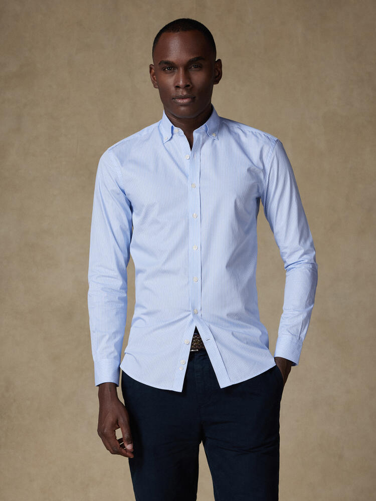 Chemise cintrée Menthon à rayures ciel - Col Boutonné Chemises Homme
