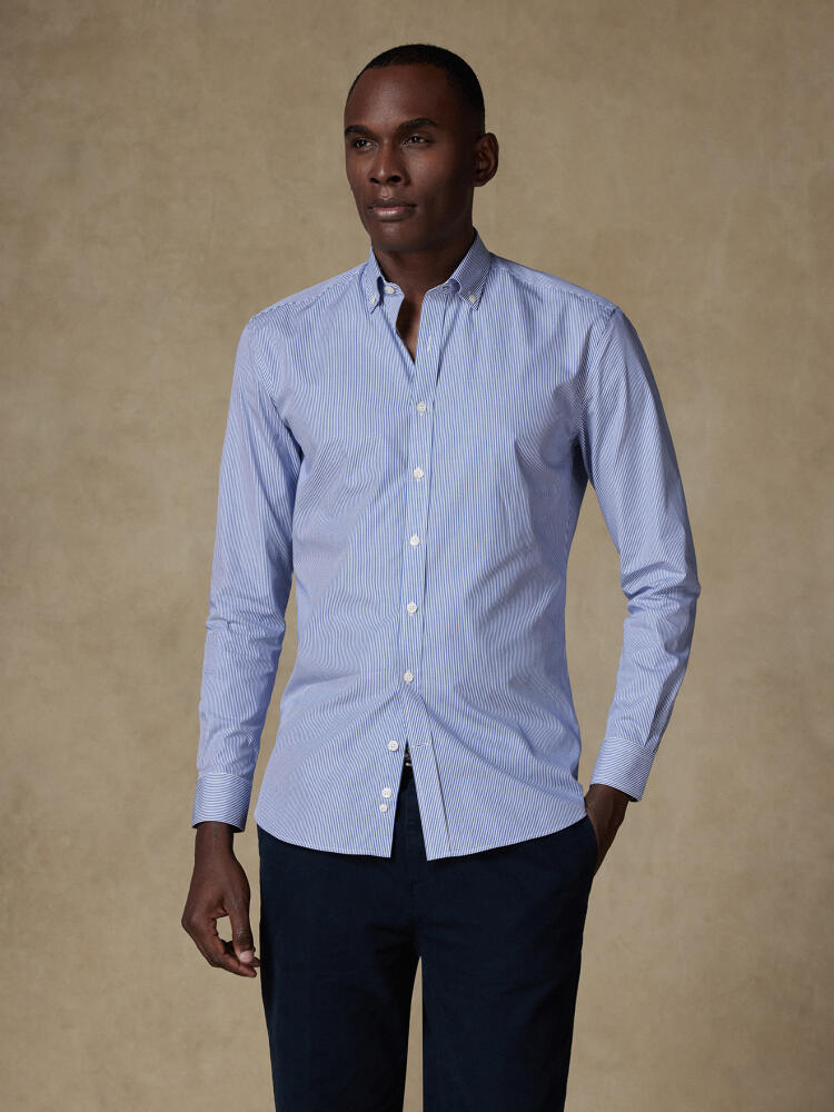 Chemise cintrée Menthon à rayures marine - Col Boutonné Chemises Homme