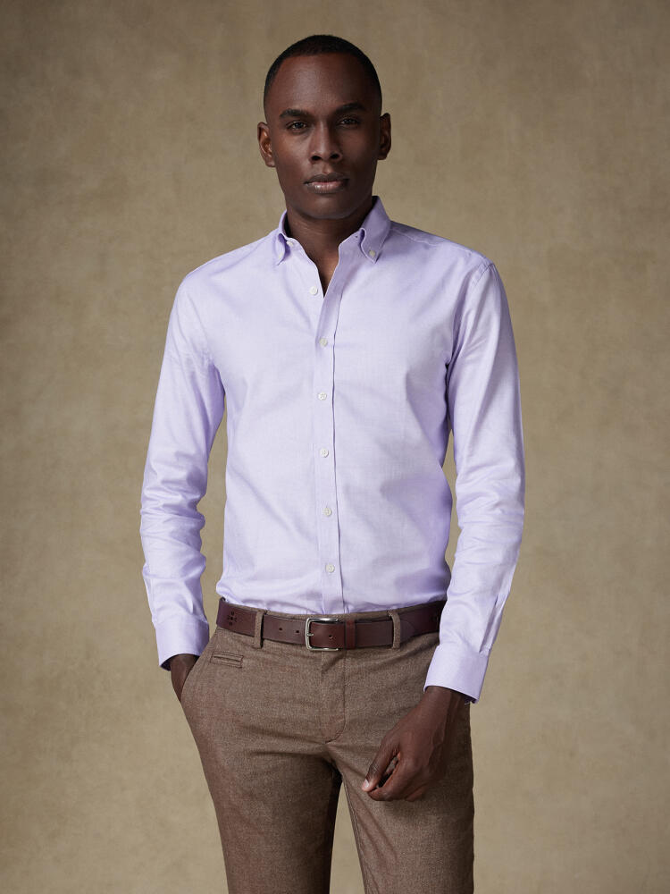Chemise cintrée en natté parme - Col Boutonné Chemises Homme
