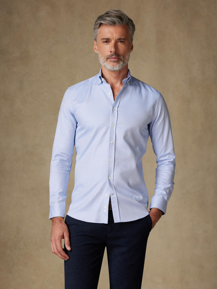 Chemise cintrée Nelson en twill bleu - Col Boutonné Chemises Homme