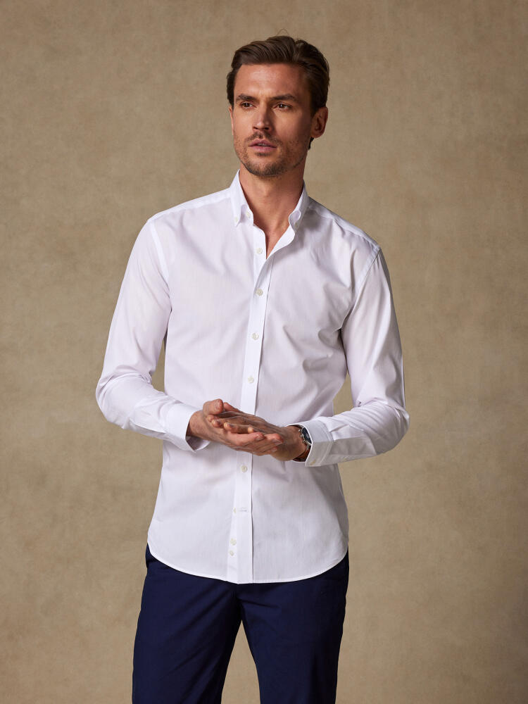 Chemise cintrée en popeline blanche - Col Boutonné Chemises Homme